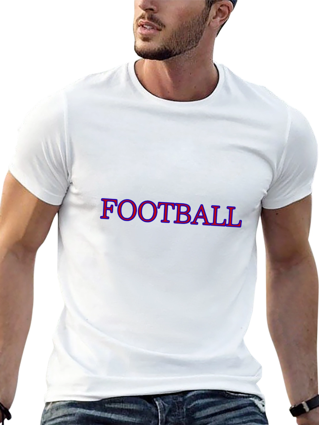 Football Graphic Tee - Black Cotton T-Shirt