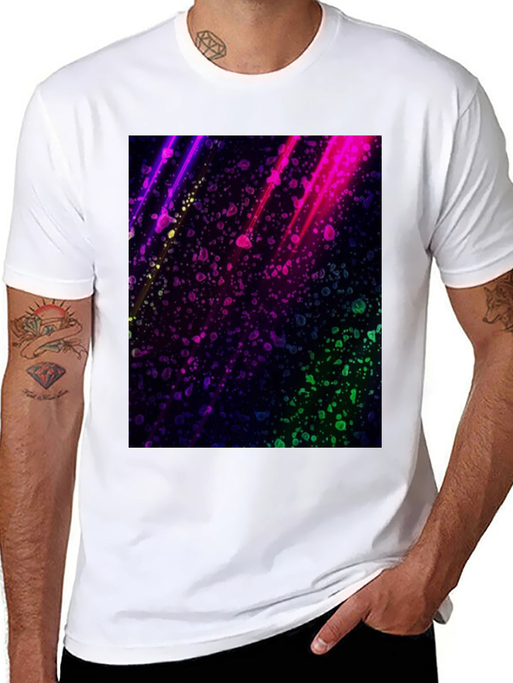 Vibrant Abstract Graphic Black T-Shirt