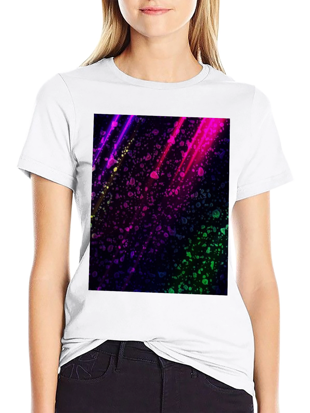 Vibrant Abstract Graphic Black T-Shirt