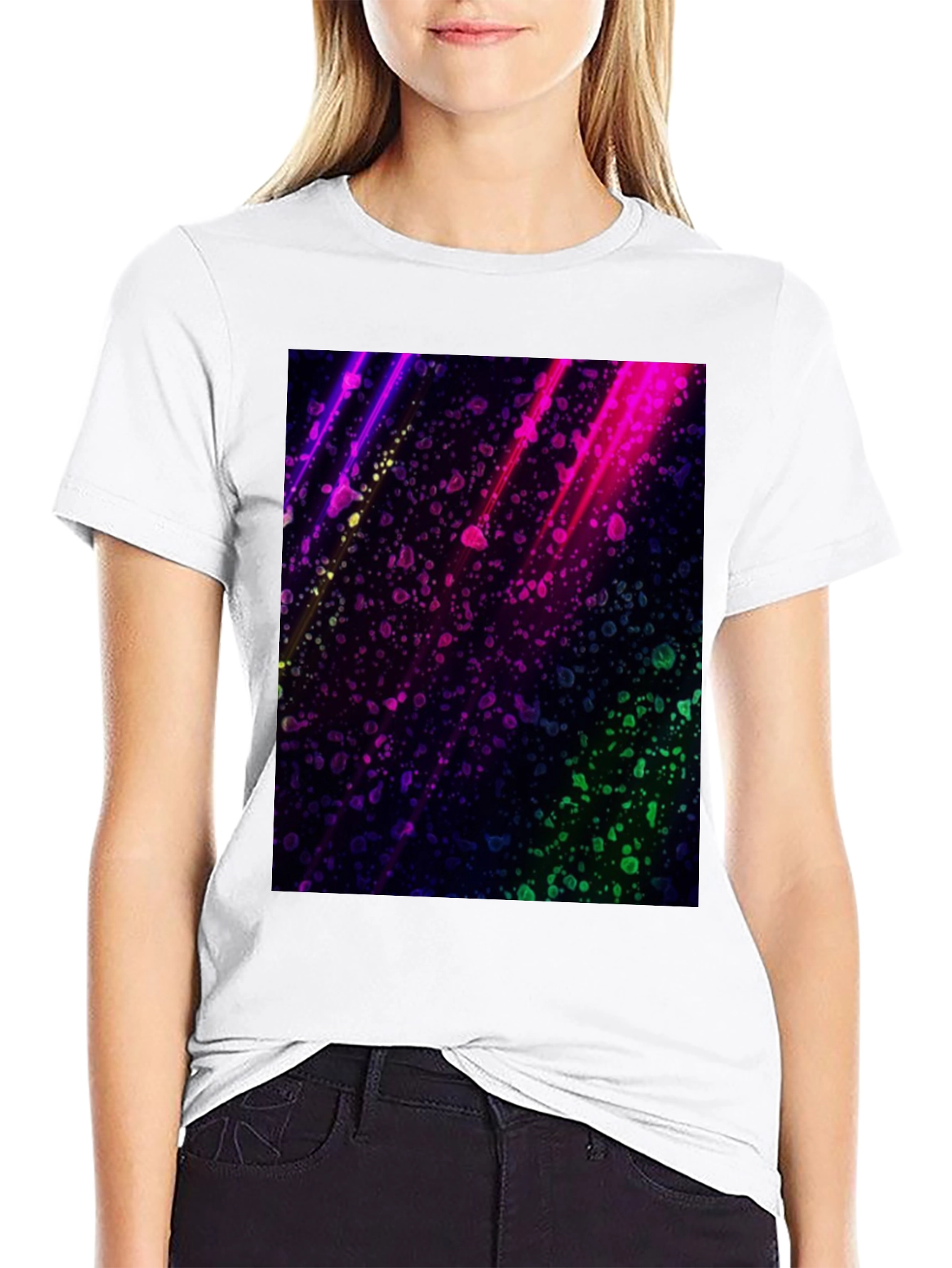Vibrant Abstract Graphic Black T-Shirt