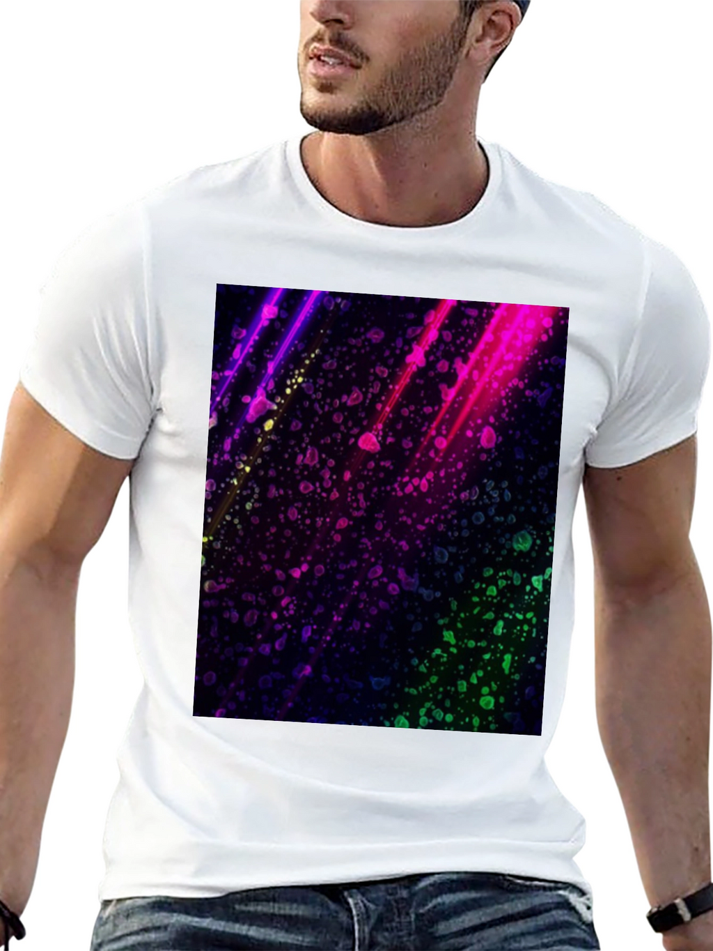 Vibrant Abstract Graphic Black T-Shirt