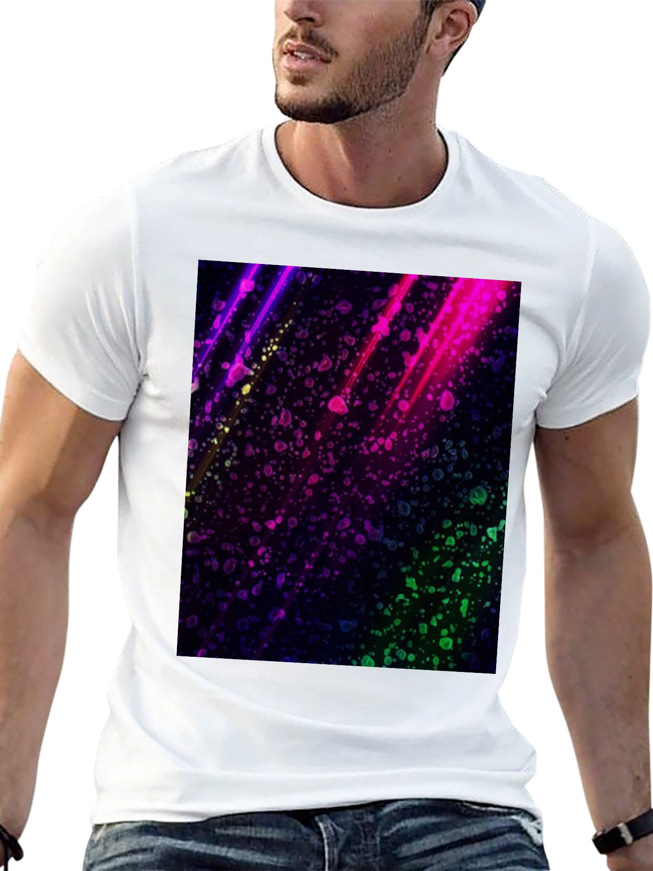 Vibrant Abstract Graphic Black T-Shirt