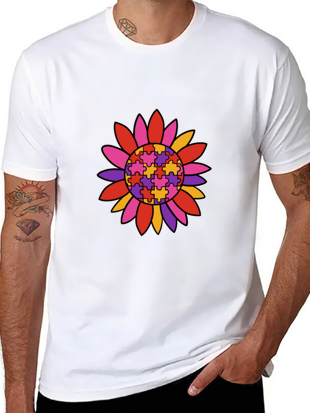 Autism Awareness Sunflower Graphic T-Shirt