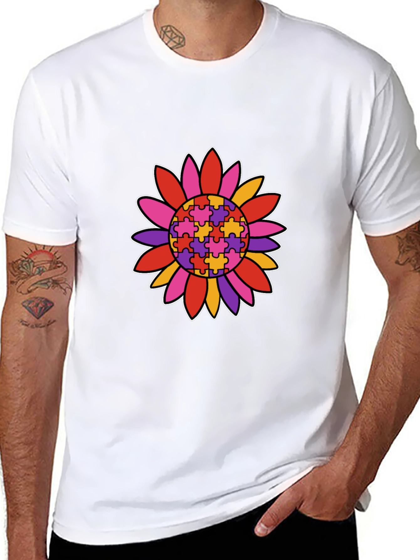 Autism Awareness Sunflower Graphic T-Shirt
