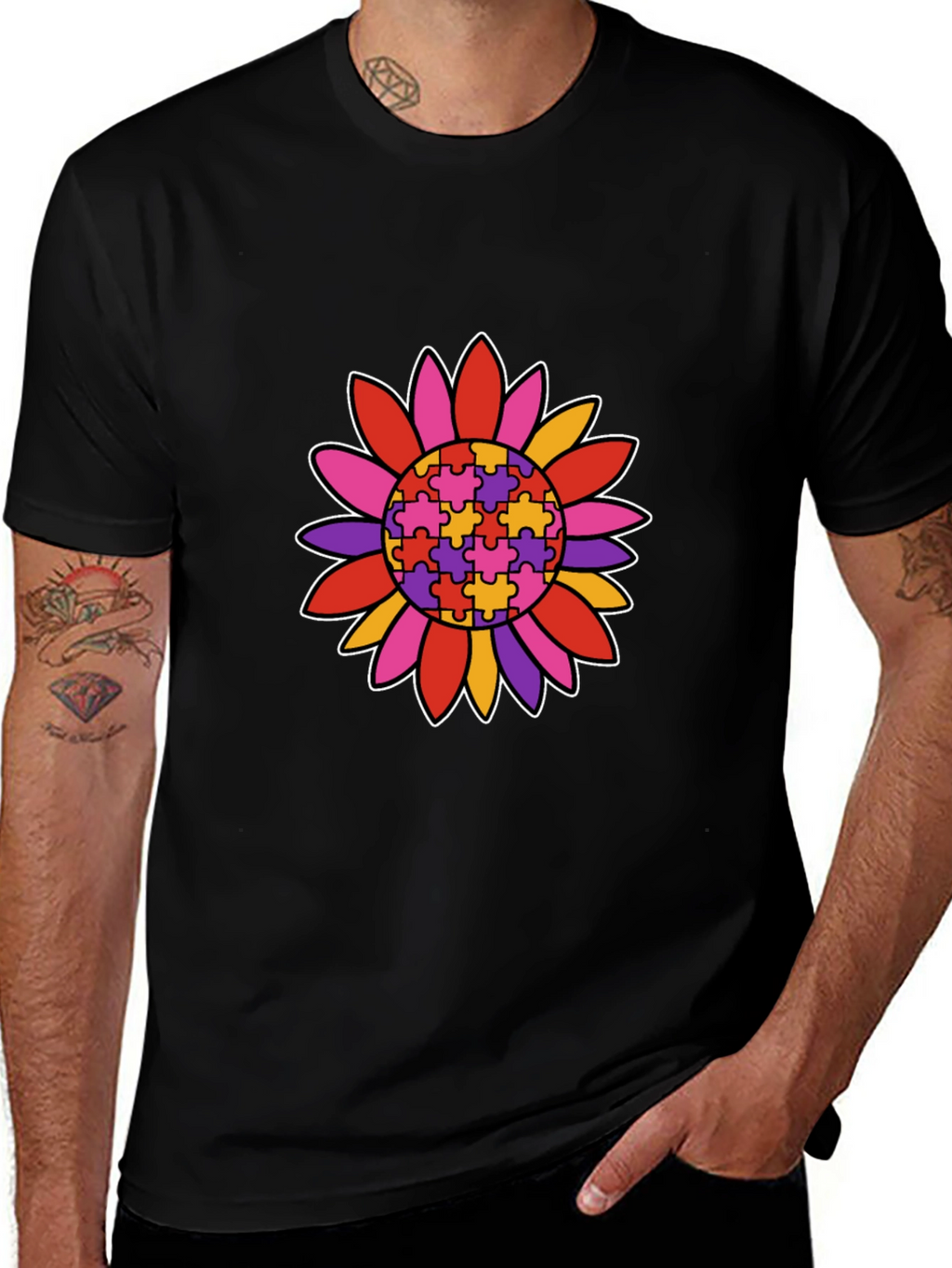 Autism Awareness Sunflower Graphic T-Shirt