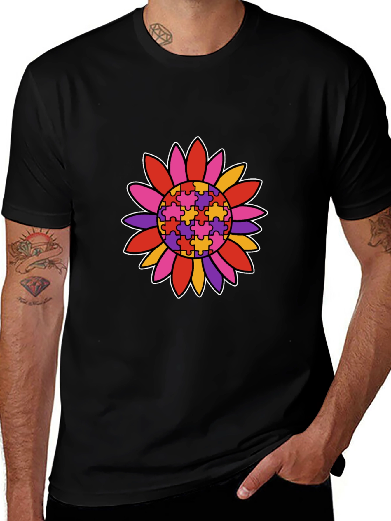 Autism Awareness Sunflower Graphic T-Shirt