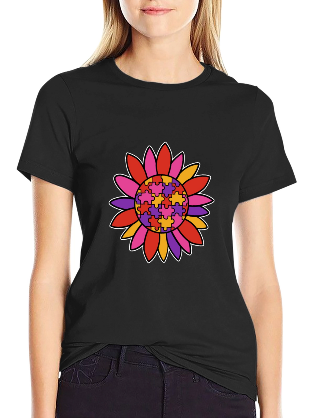 Autism Awareness Sunflower Graphic T-Shirt