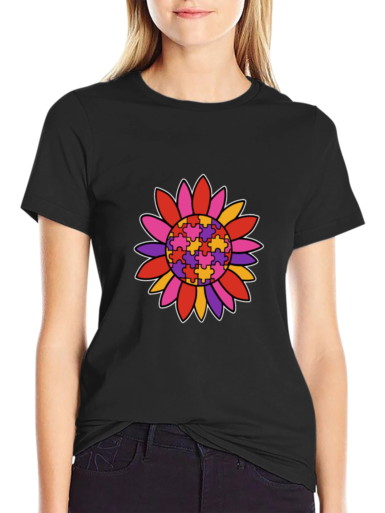 Autism Awareness Sunflower Graphic T-Shirt