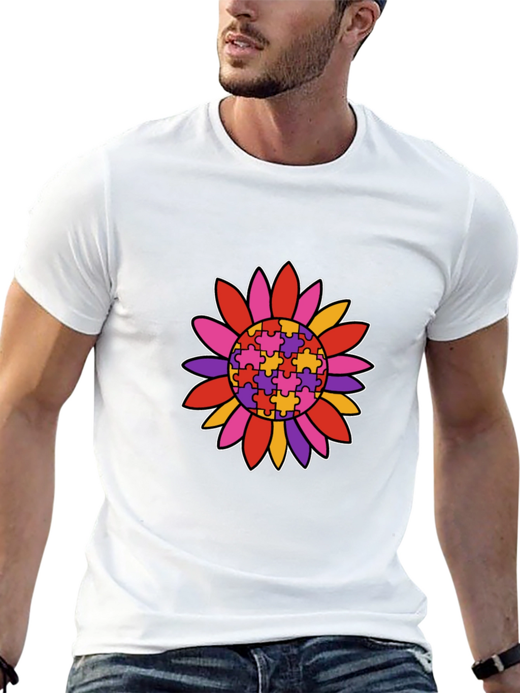 Autism Awareness Sunflower Graphic T-Shirt