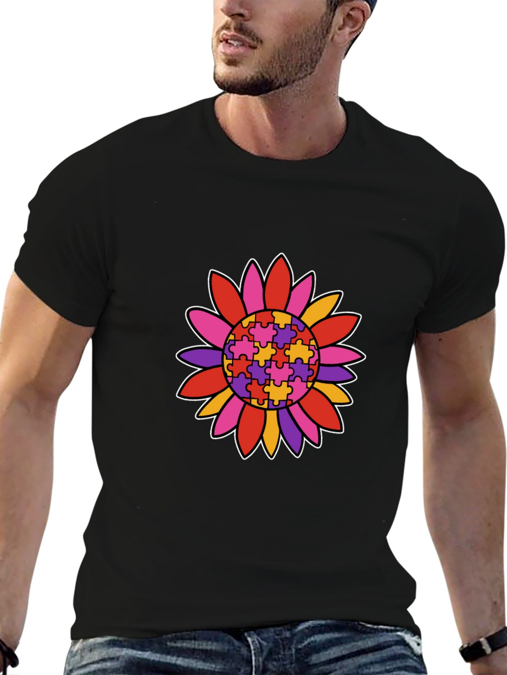 Autism Awareness Sunflower Graphic T-Shirt