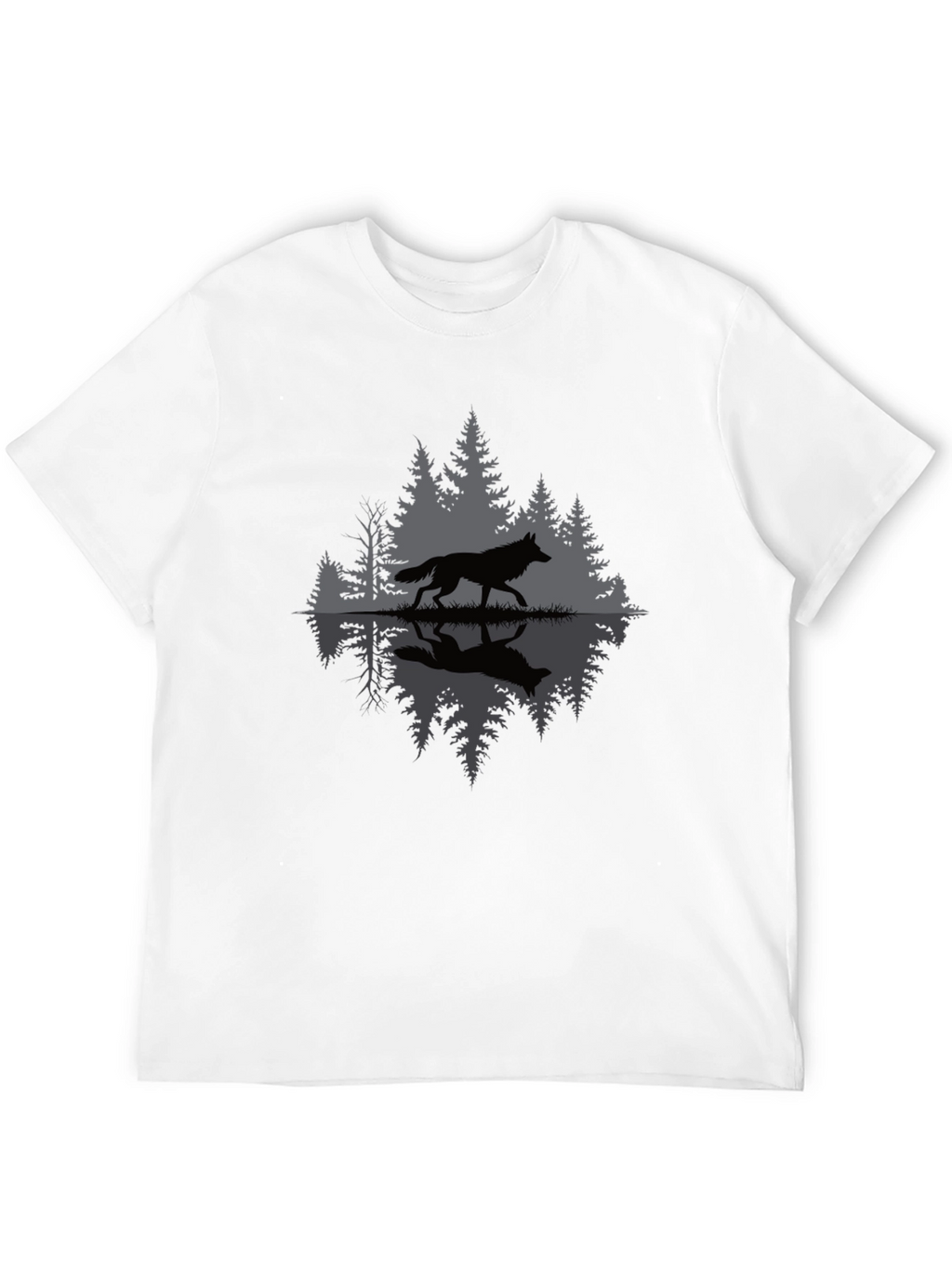 Wolf Reflection Graphic Tee - Nature Inspired Black T-Shirt