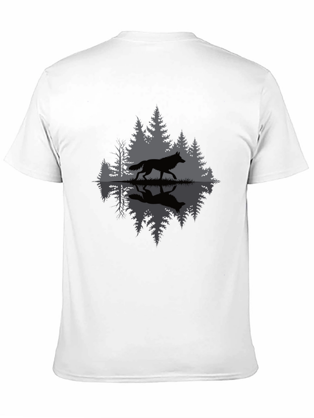 Wolf Reflection Graphic Tee - Nature Inspired Black T-Shirt