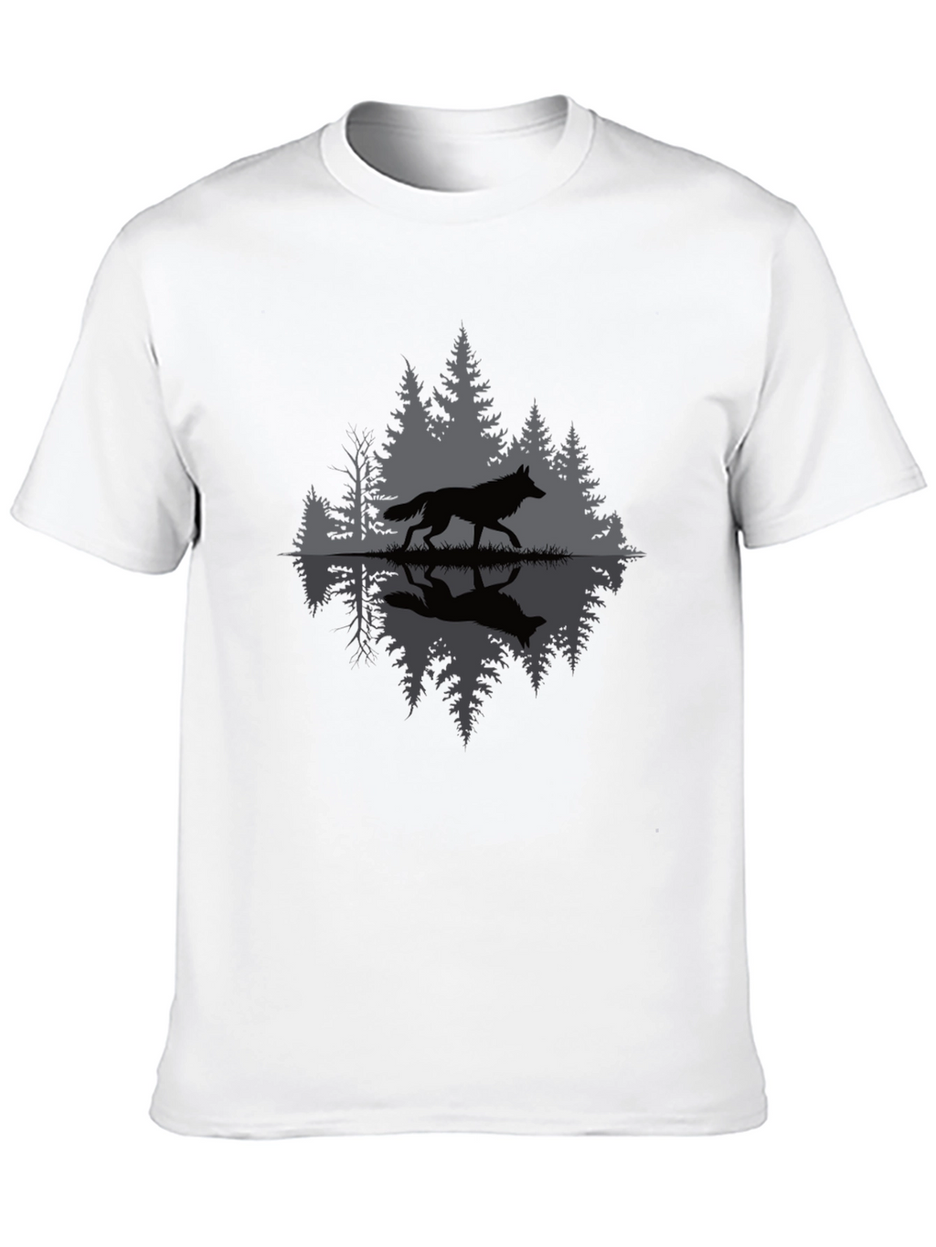 Wolf Reflection Graphic Tee - Nature Inspired Black T-Shirt