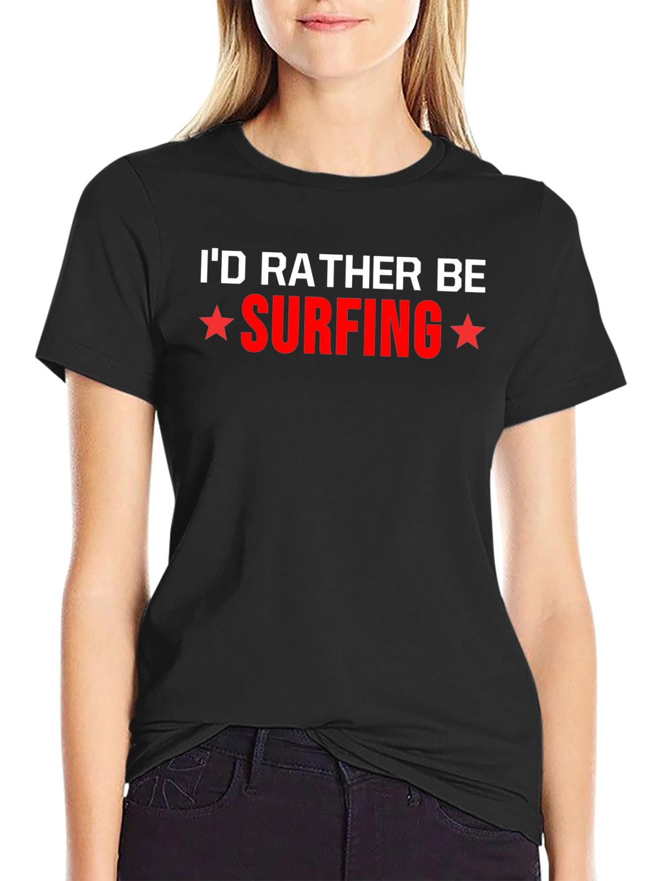 Id Rather Be Surfing Graphic Tee - Black