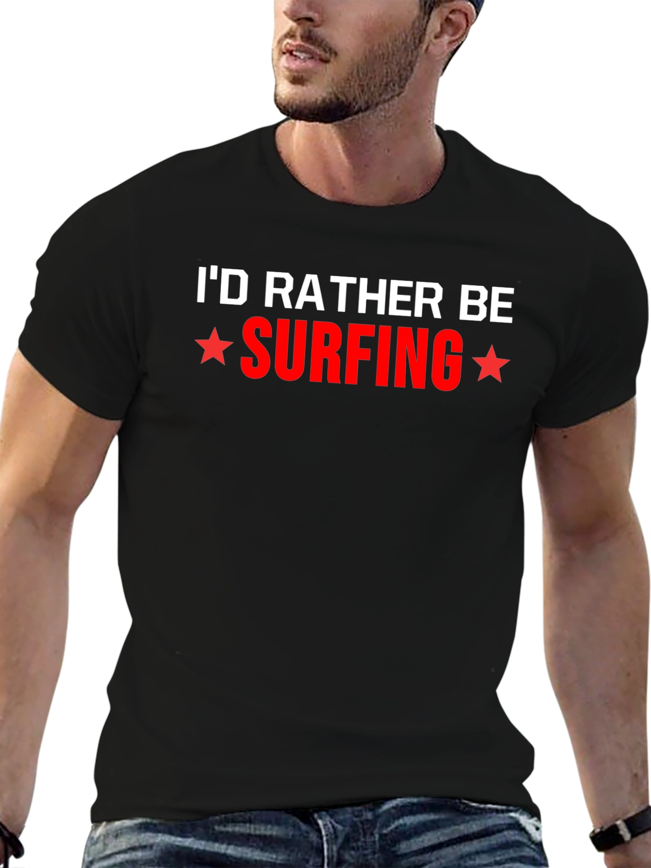 Id Rather Be Surfing Graphic Tee - Black