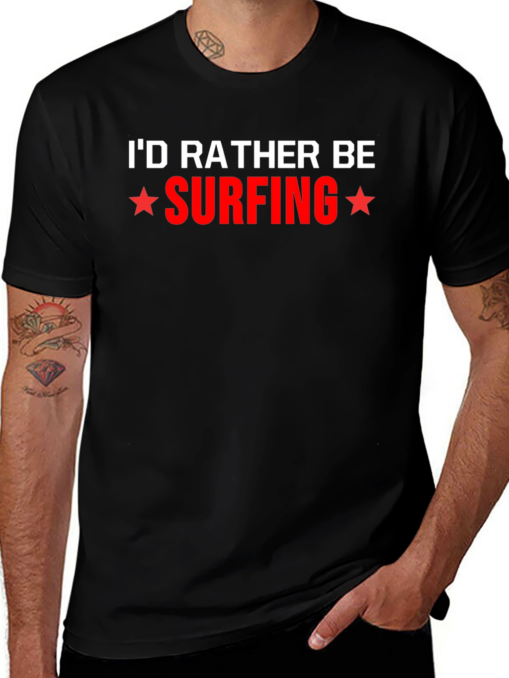 Id Rather Be Surfing Graphic Tee - Black
