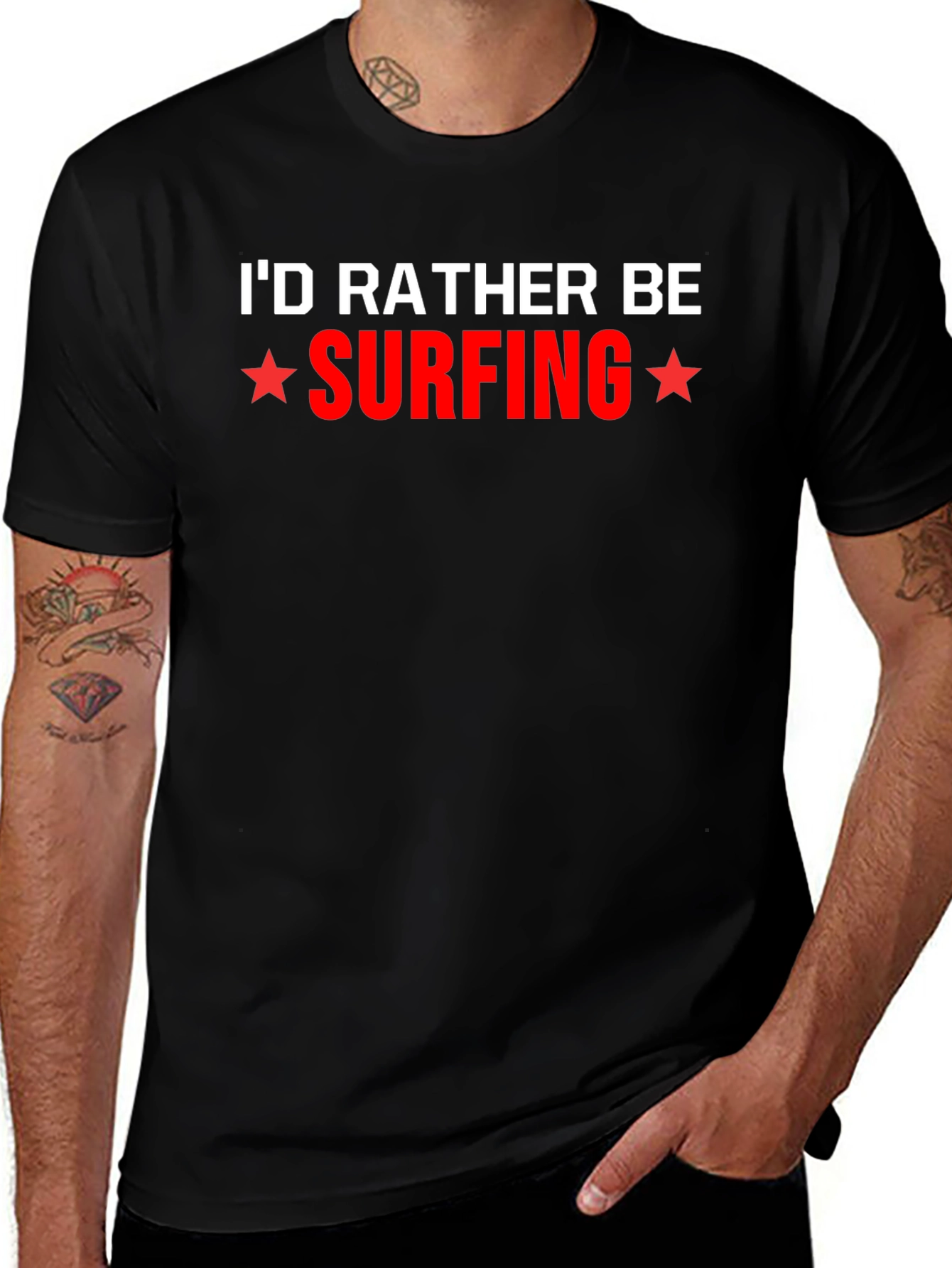 Id Rather Be Surfing Graphic Tee - Black