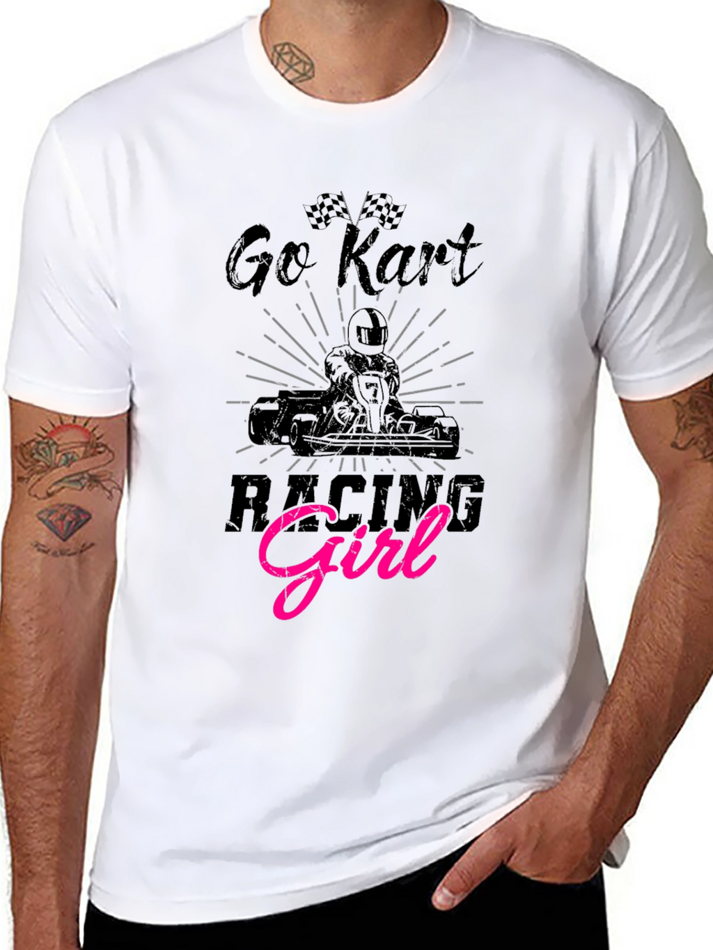 Go Kart Racing Girl Black T-Shirt