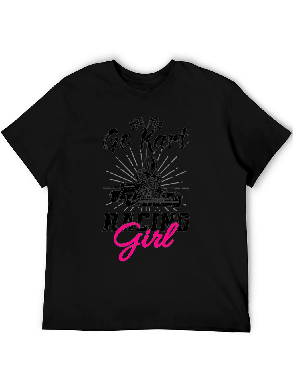 Go Kart Racing Girl Black T-Shirt