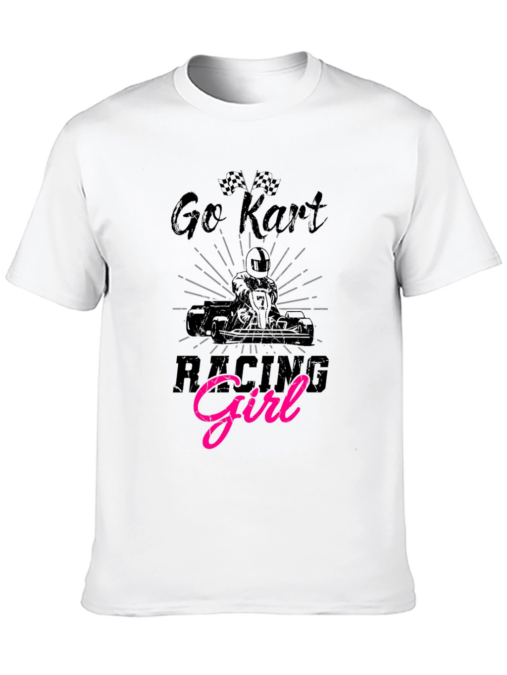 Go Kart Racing Girl Black T-Shirt