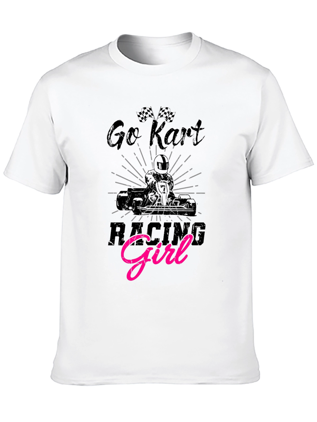 Go Kart Racing Girl Black T-Shirt