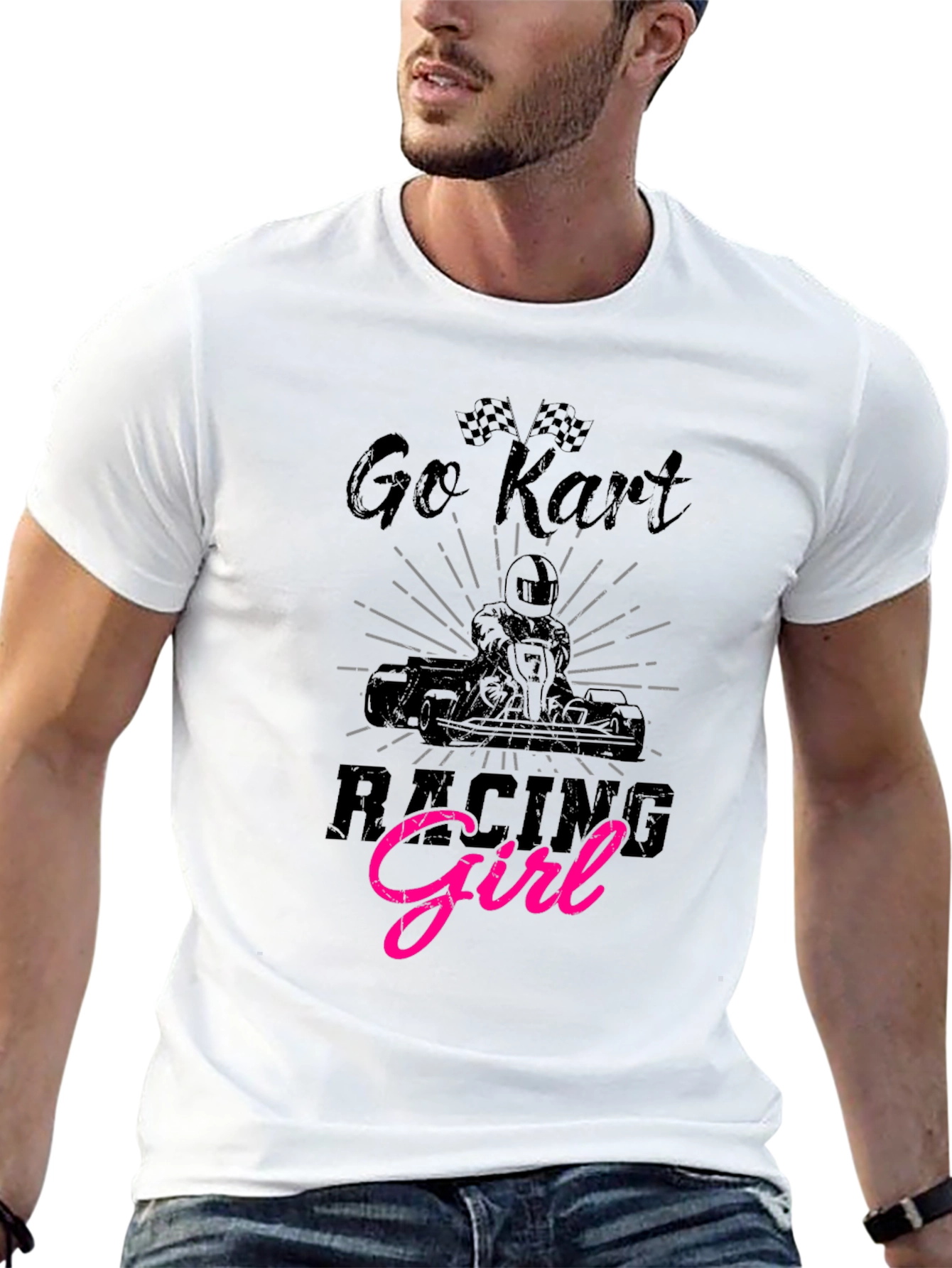 Go Kart Racing Girl Black T-Shirt