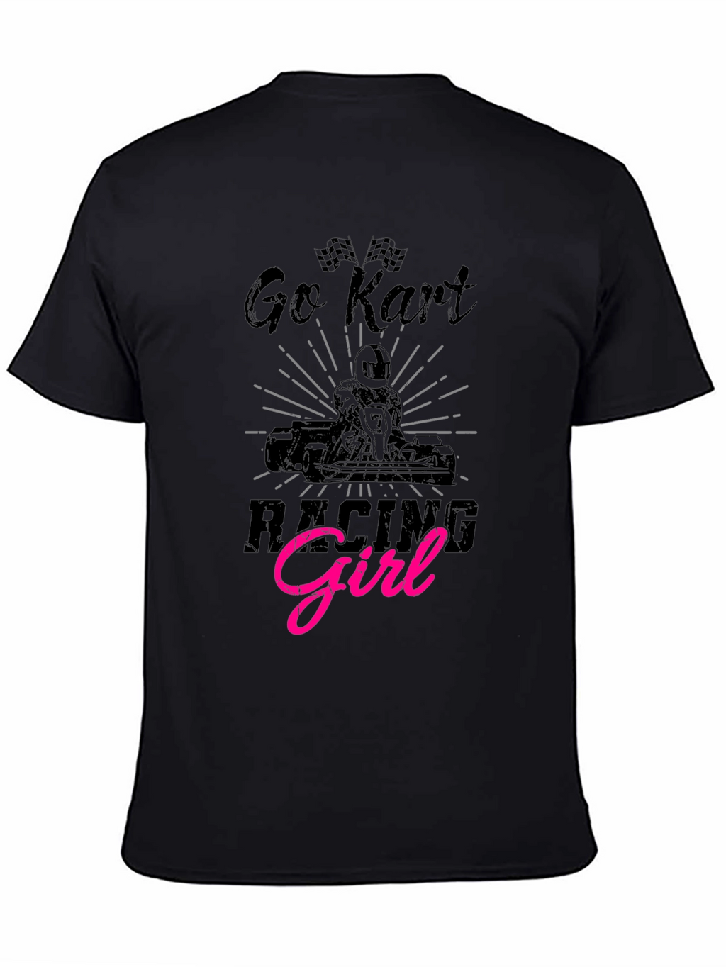 Go Kart Racing Girl Black T-Shirt