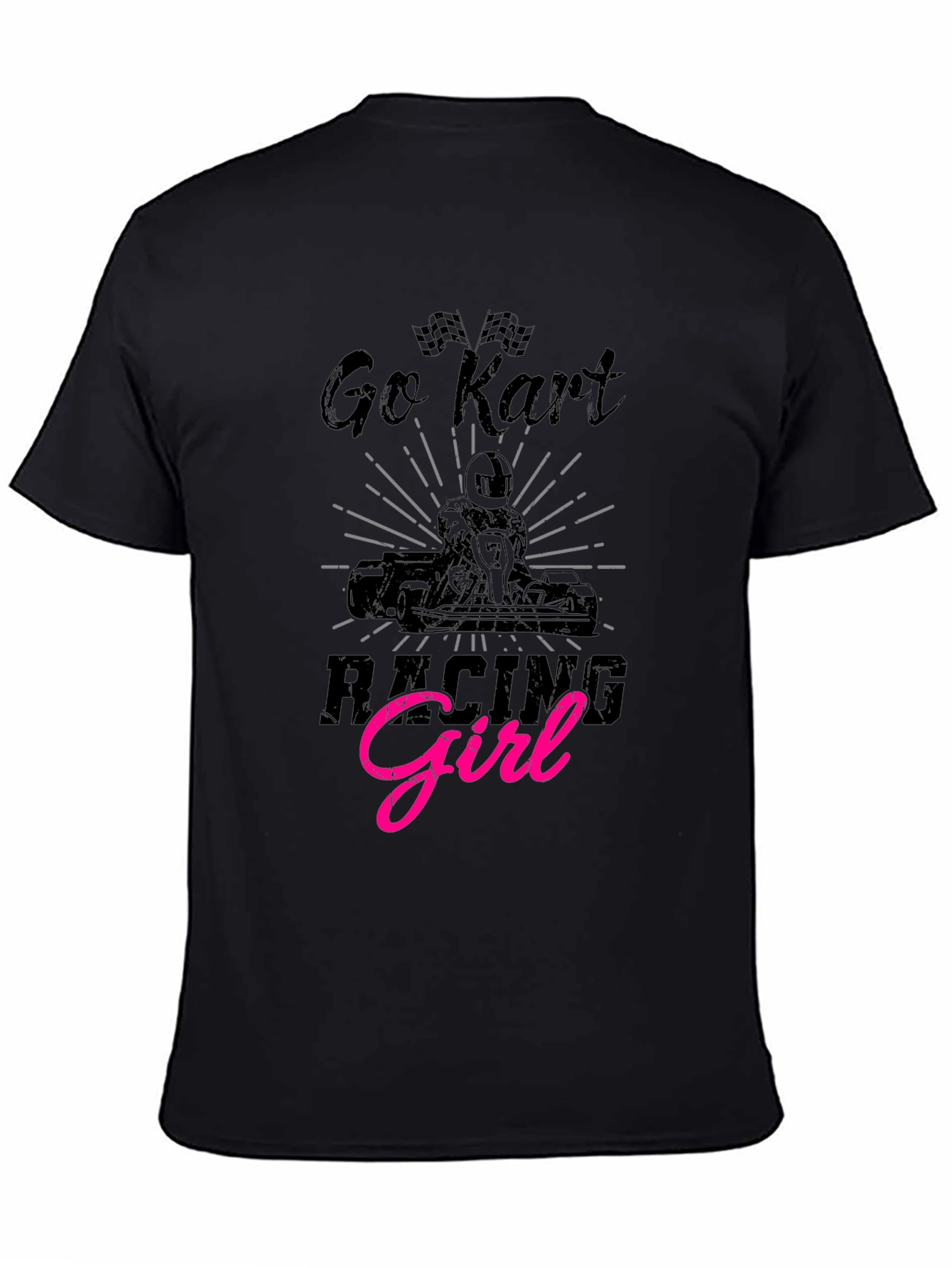 Go Kart Racing Girl Black T-Shirt