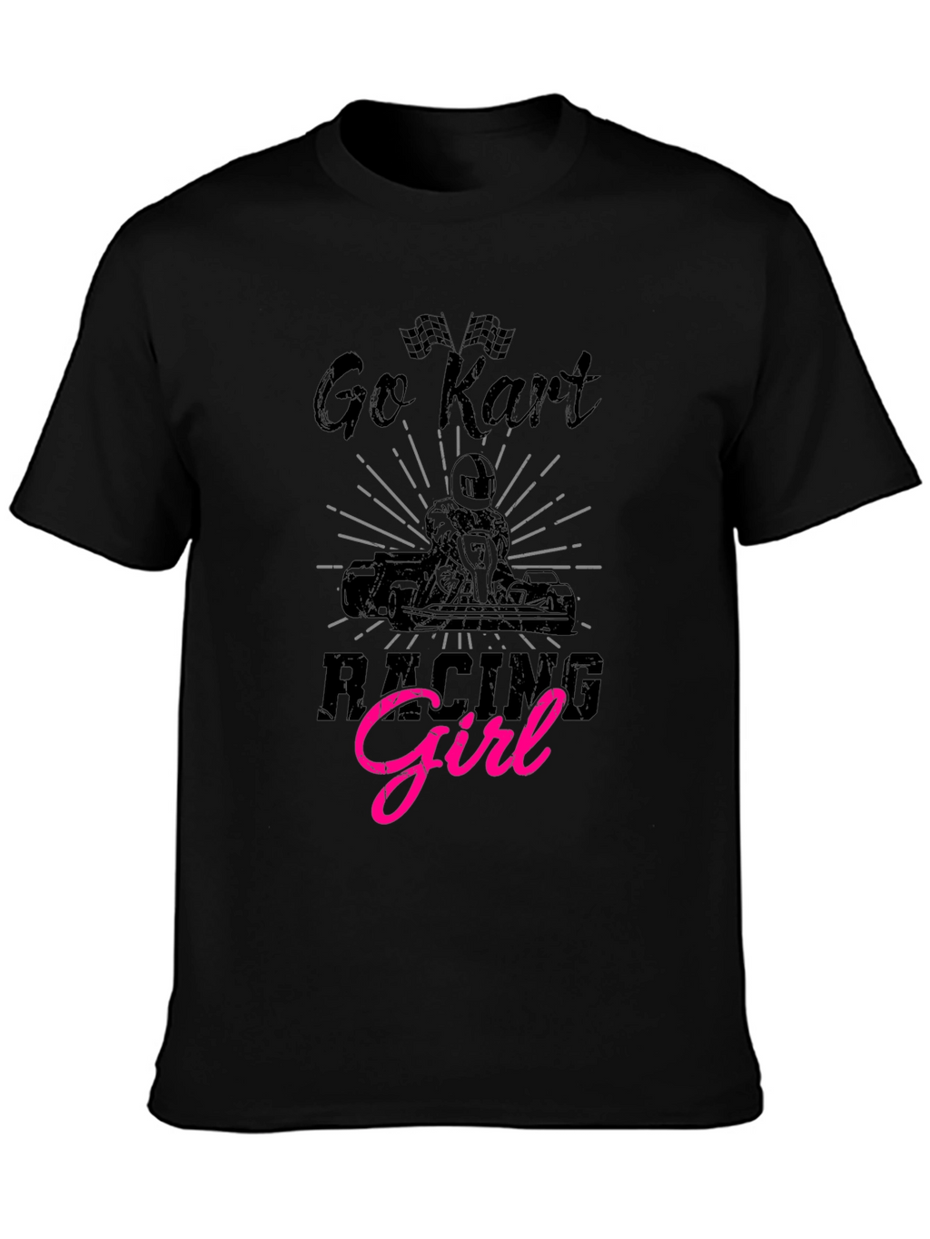 Go Kart Racing Girl Black T-Shirt
