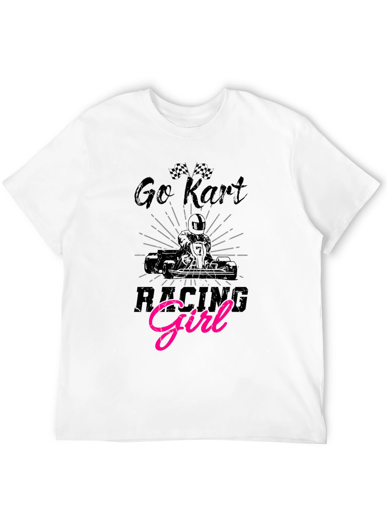 Go Kart Racing Girl Black T-Shirt