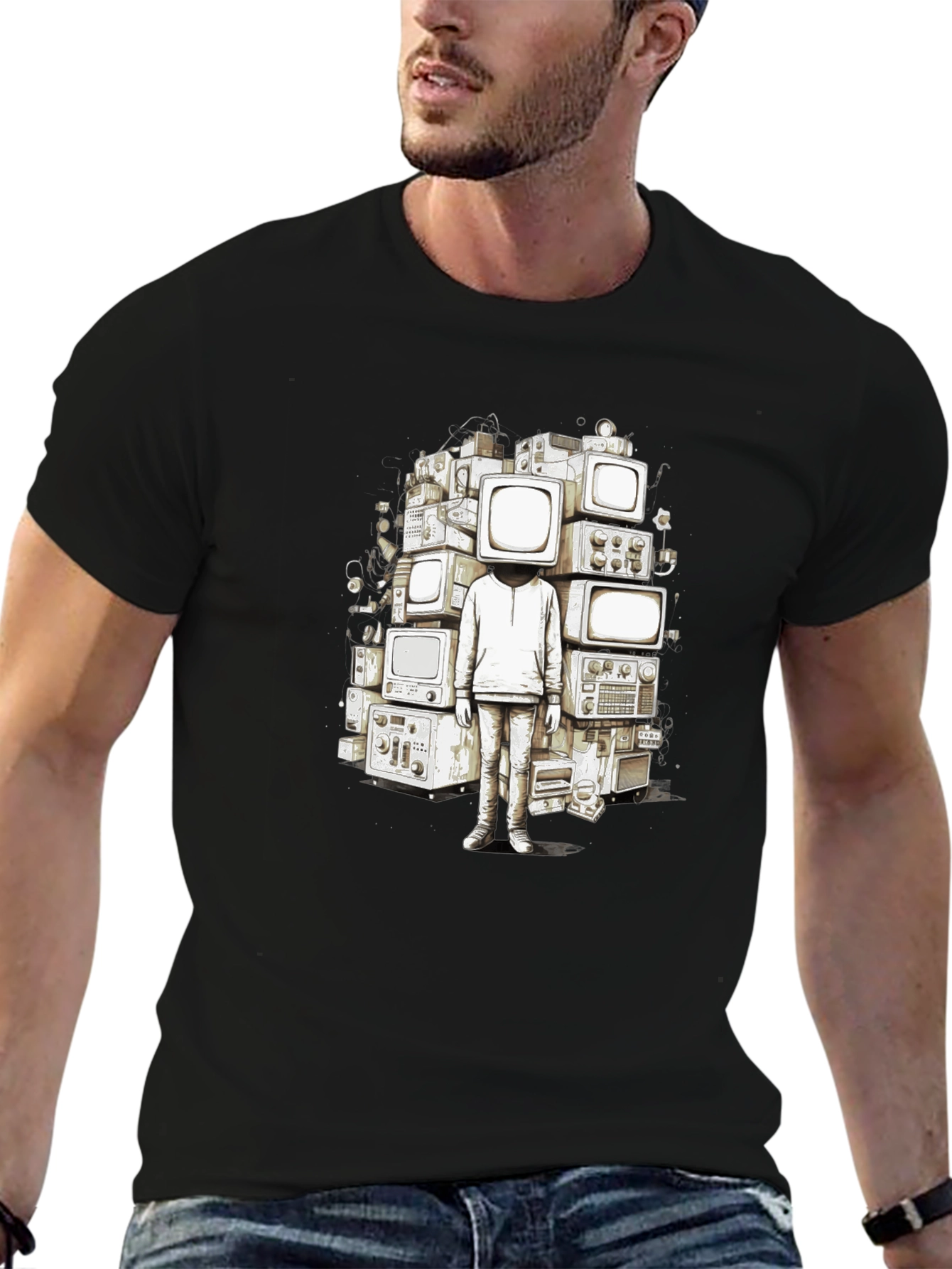 Retro TV Head Graphic Tee - Unique Streetwear