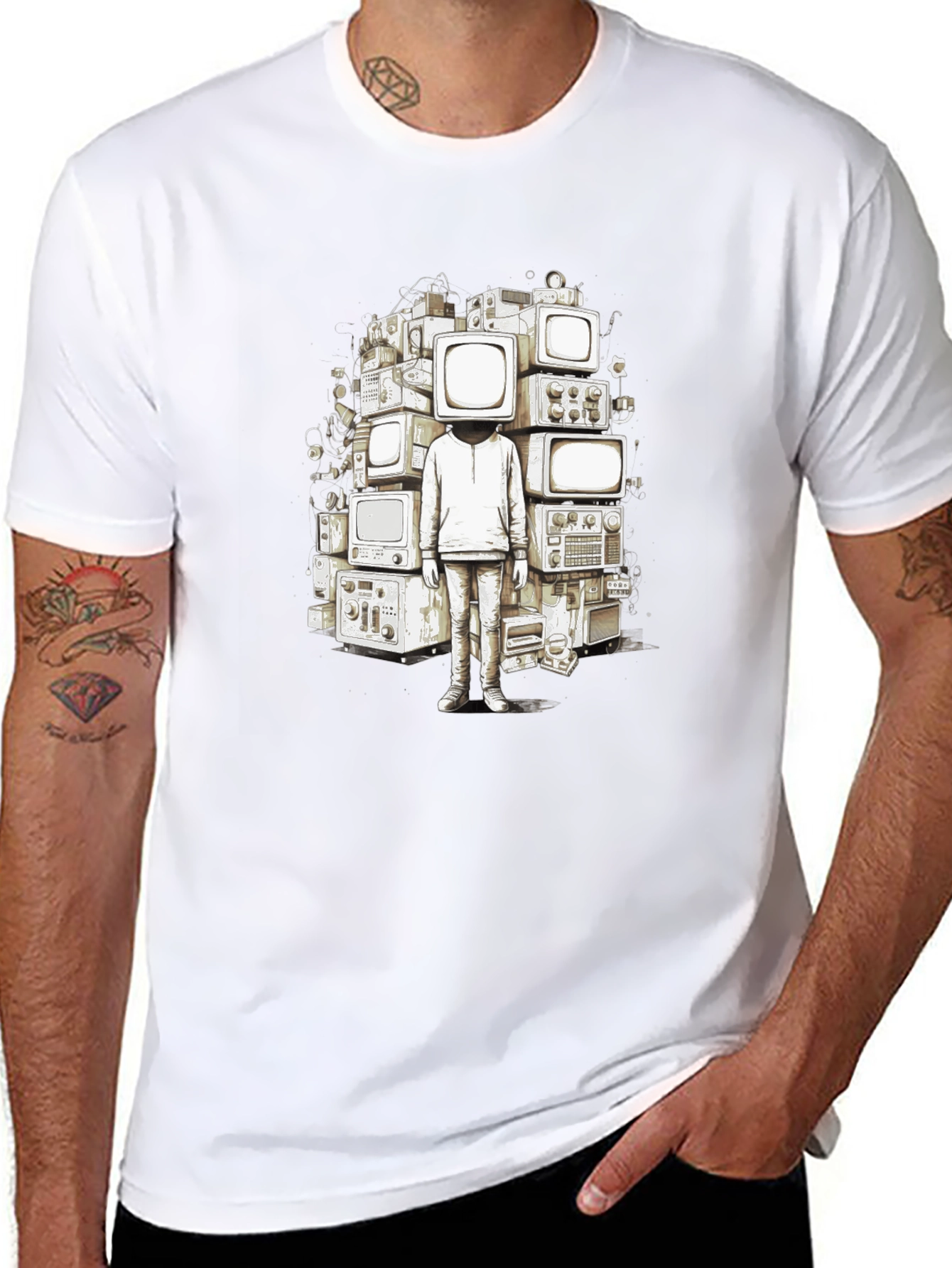 Retro TV Head Graphic Tee - Unique Streetwear