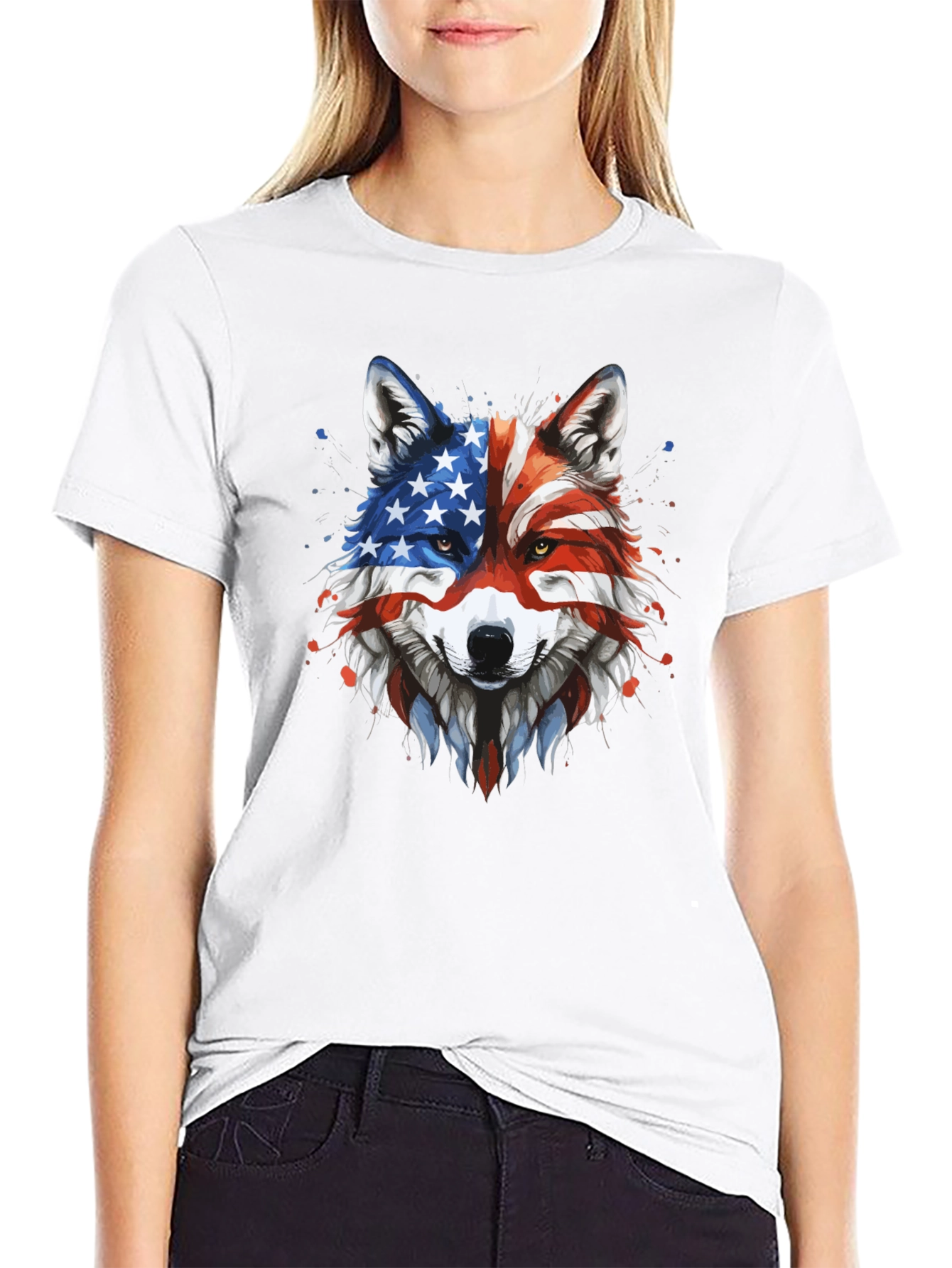 Patriotic Wolf Graphic Tee - American Pride T-Shirt