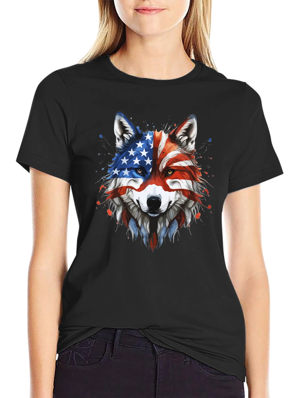 Patriotic Wolf Graphic Tee - American Pride T-Shirt