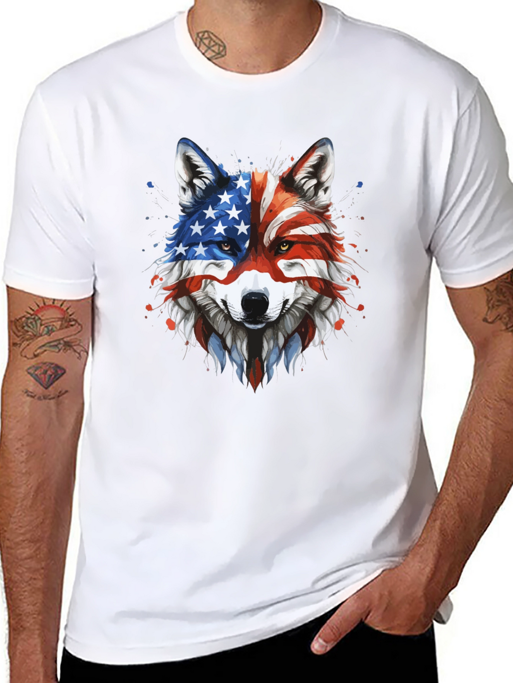 Patriotic Wolf Graphic Tee - American Pride T-Shirt