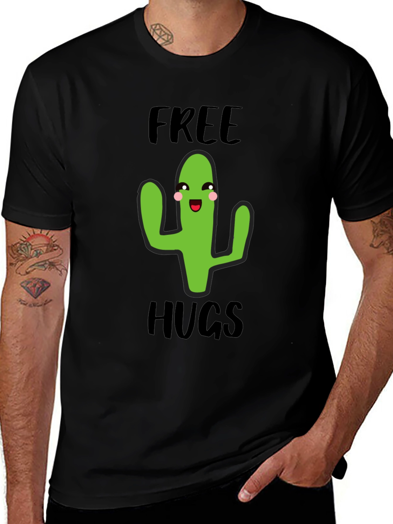 Free Hugs Cactus Graphic Tee - Soft Cotton Comfort