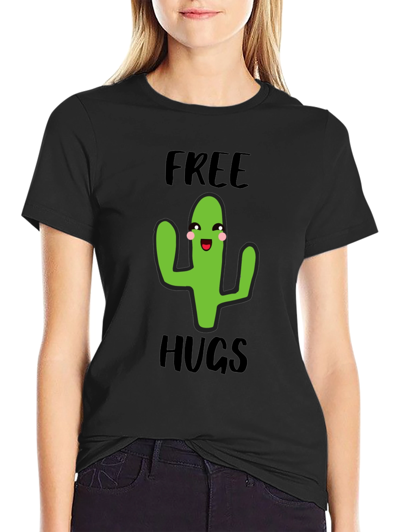 Free Hugs Cactus Graphic Tee - Soft Cotton Comfort