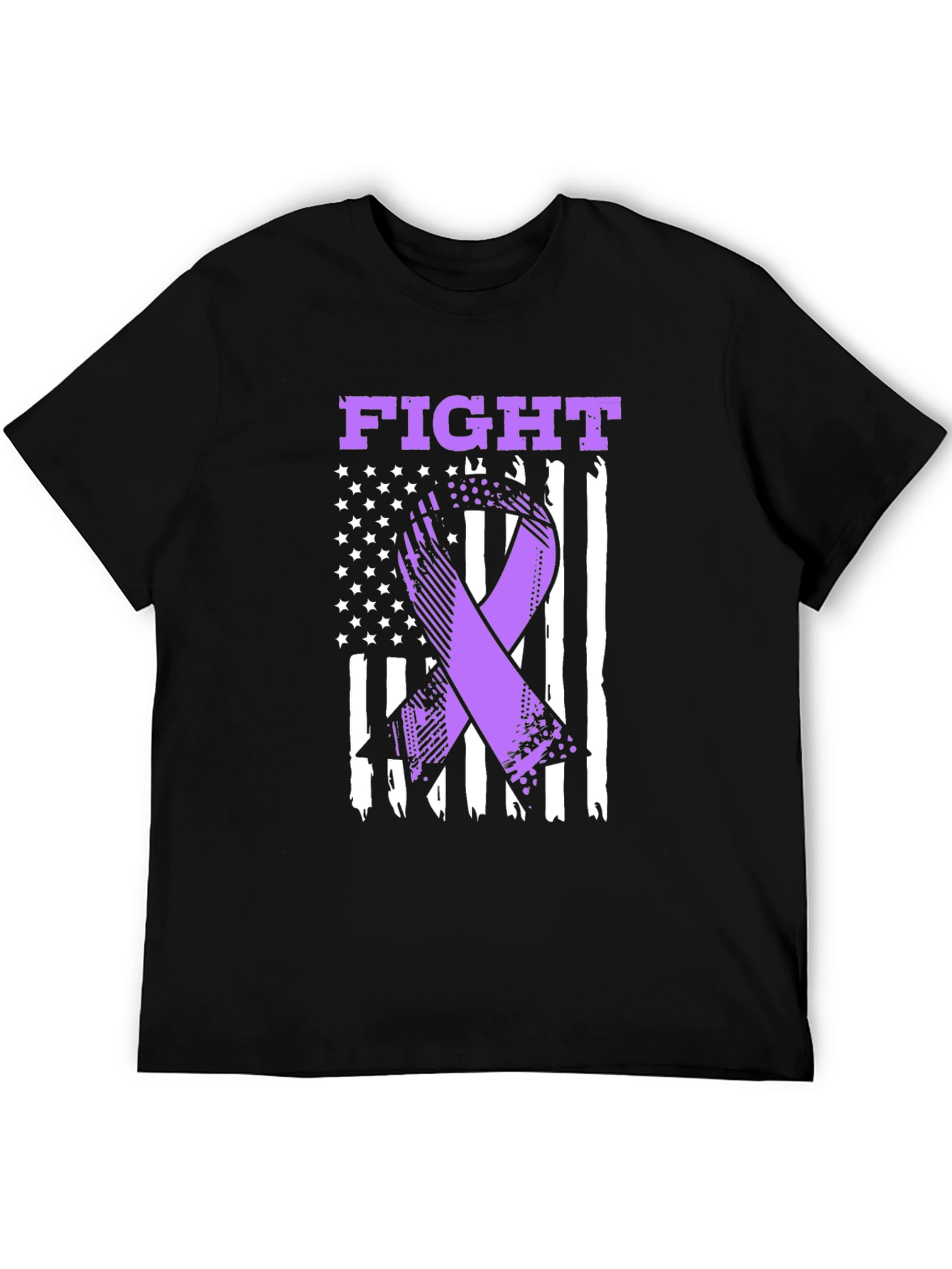 Fight T-Shirt - Purple Ribbon American Flag