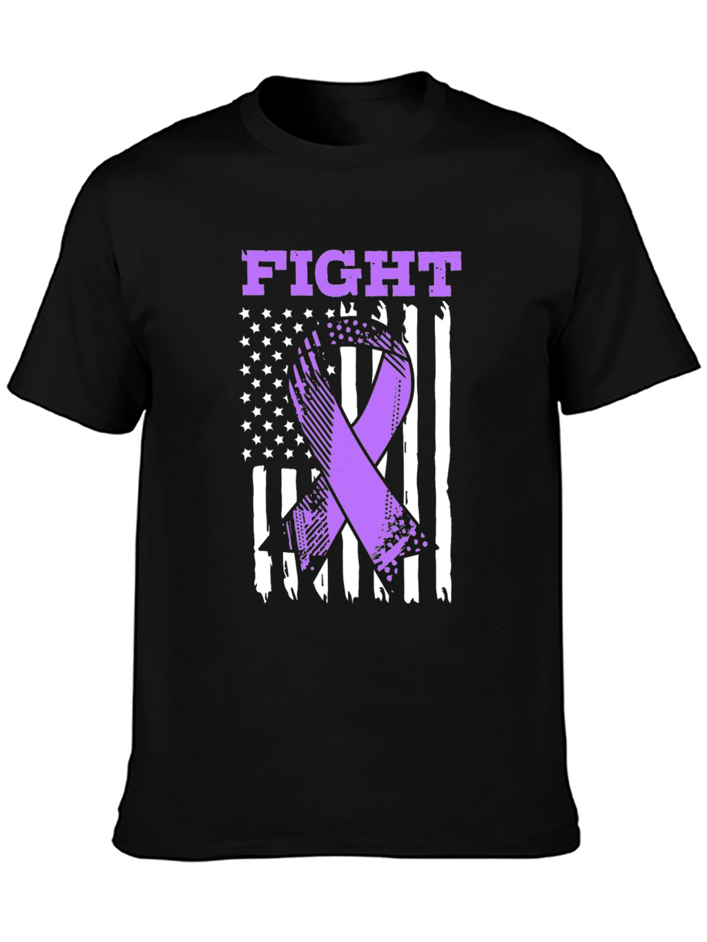 Fight T-Shirt - Purple Ribbon American Flag