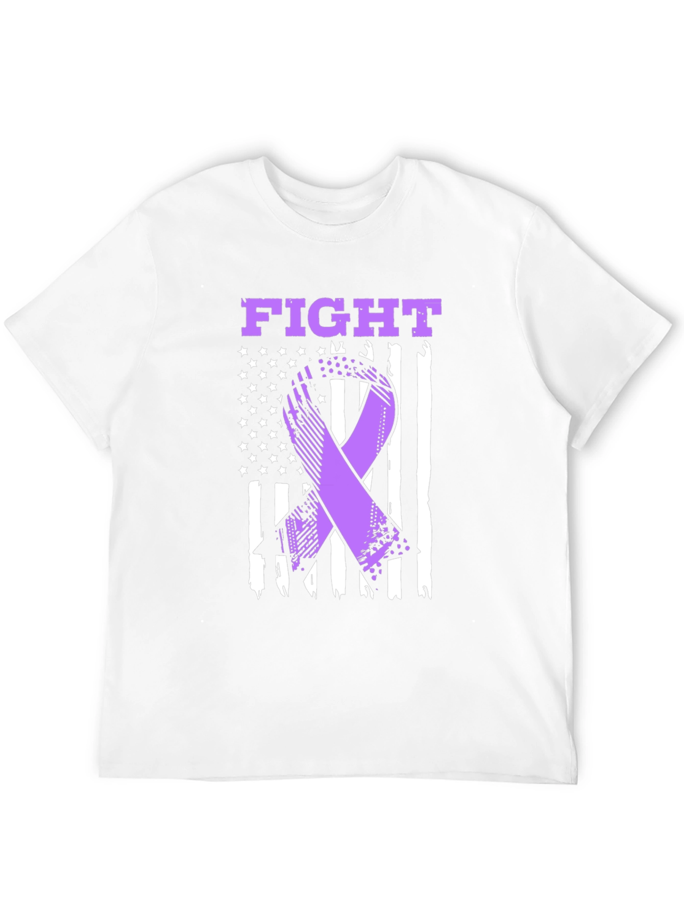 Fight T-Shirt - Purple Ribbon American Flag