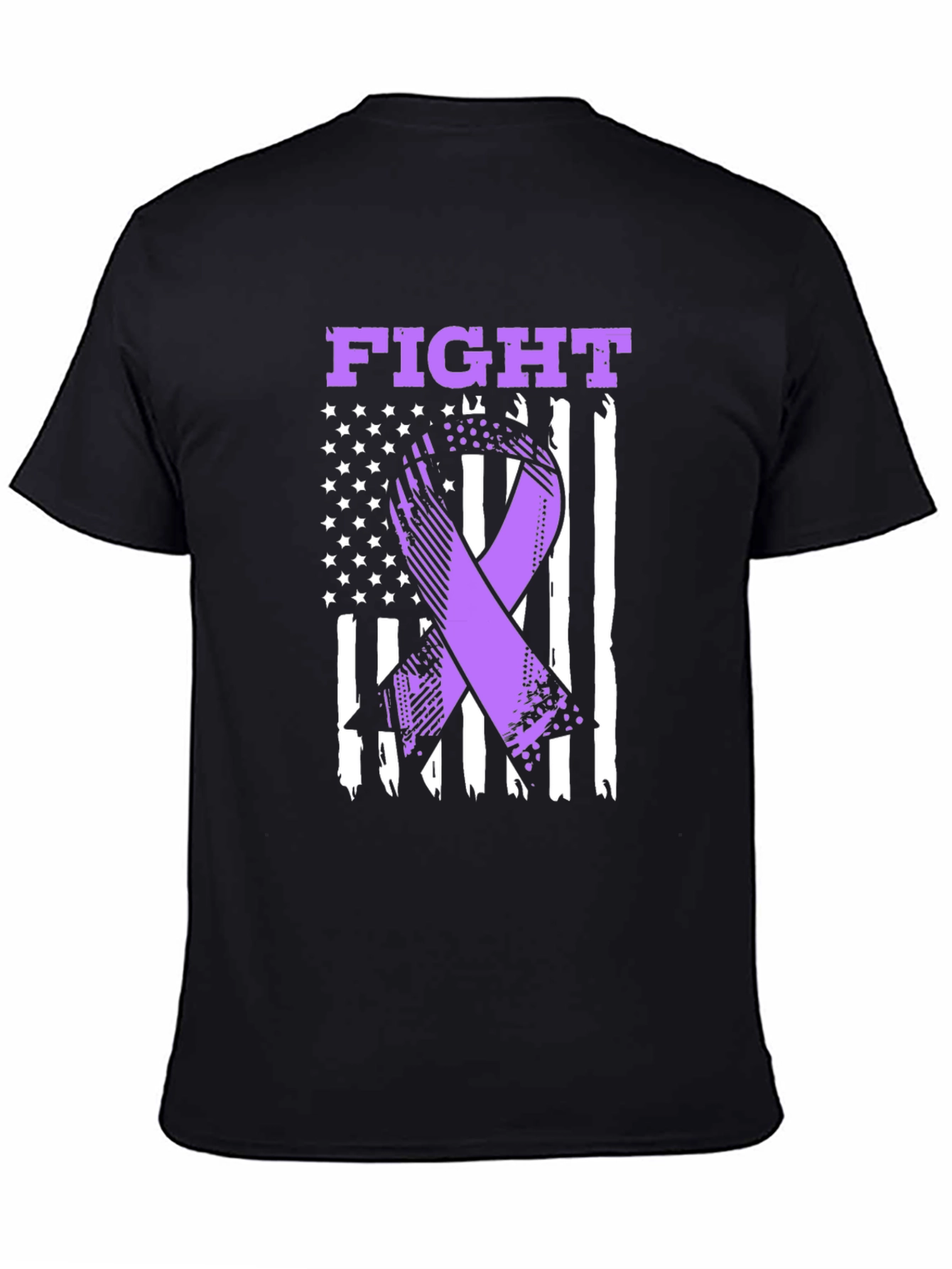 Fight T-Shirt - Purple Ribbon American Flag