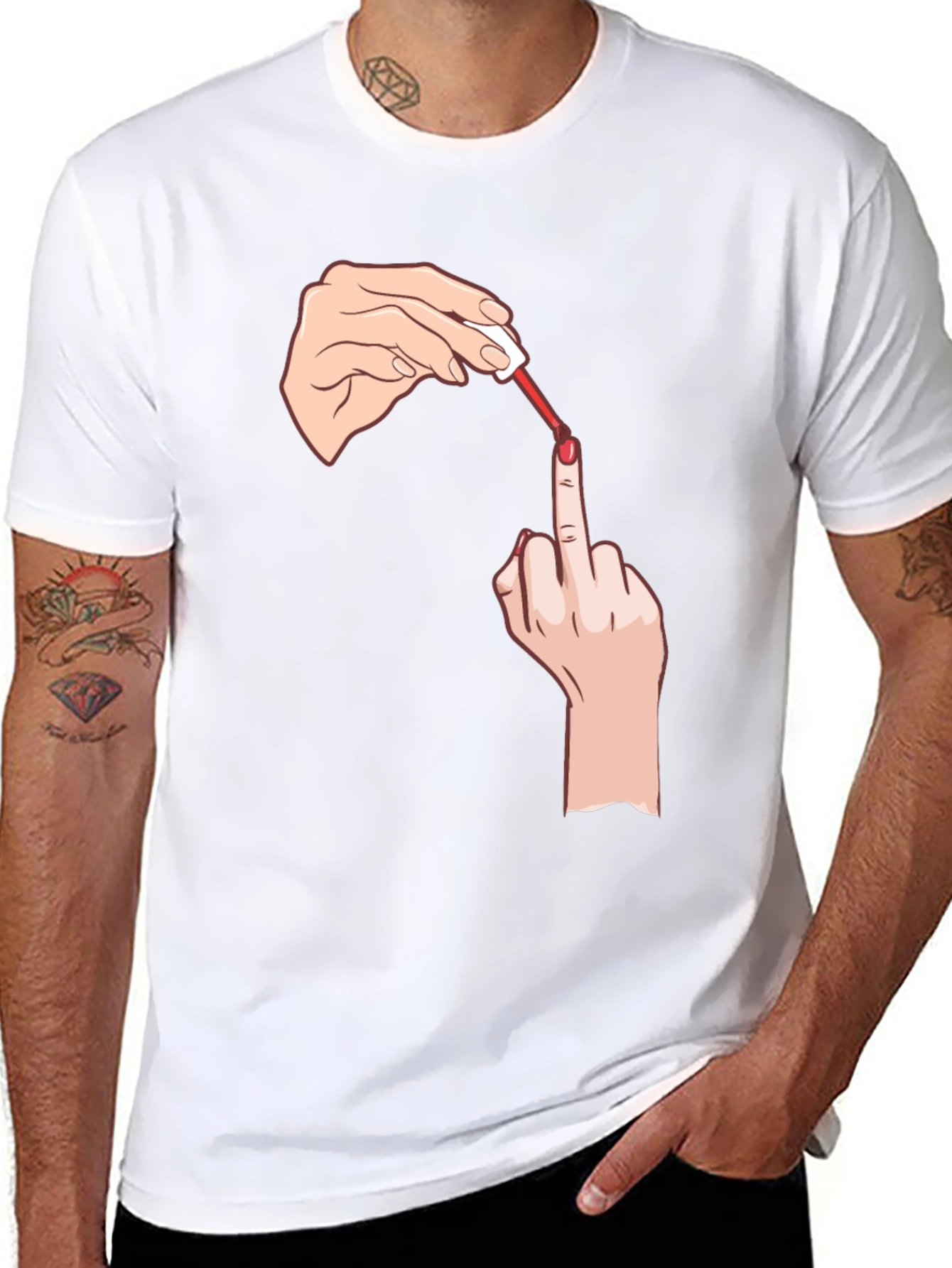 Funny Middle Finger Nail Polish Graphic Tee