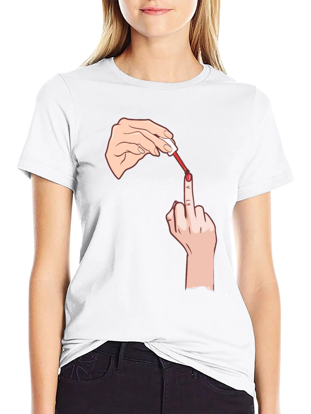 Funny Middle Finger Nail Polish Graphic Tee
