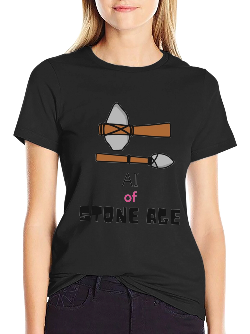 Stone Age Graphic Tee - Black Cotton T-Shirt