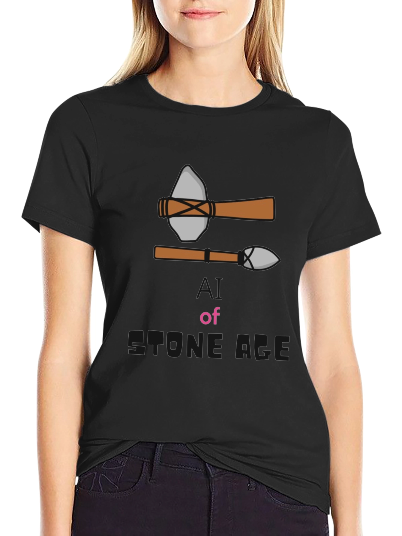 Stone Age Graphic Tee - Black Cotton T-Shirt