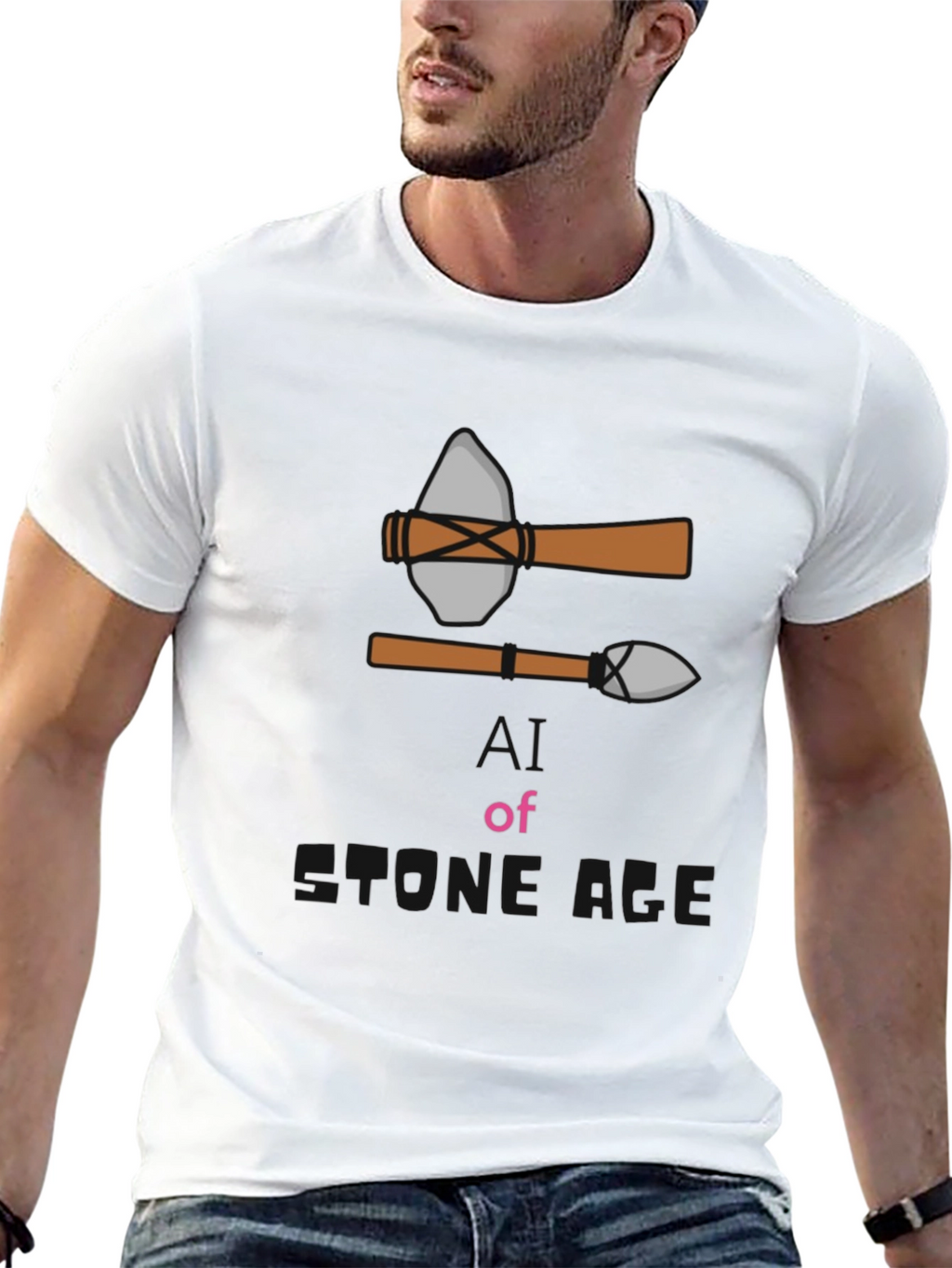 Stone Age Graphic Tee - Black Cotton T-Shirt