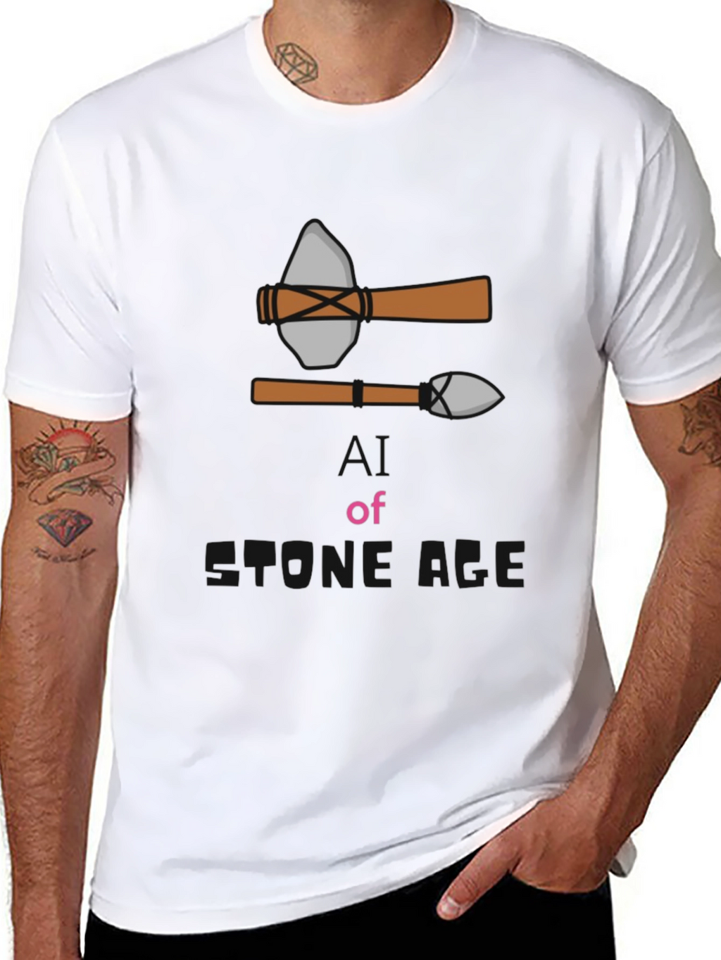 Stone Age Graphic Tee - Black Cotton T-Shirt