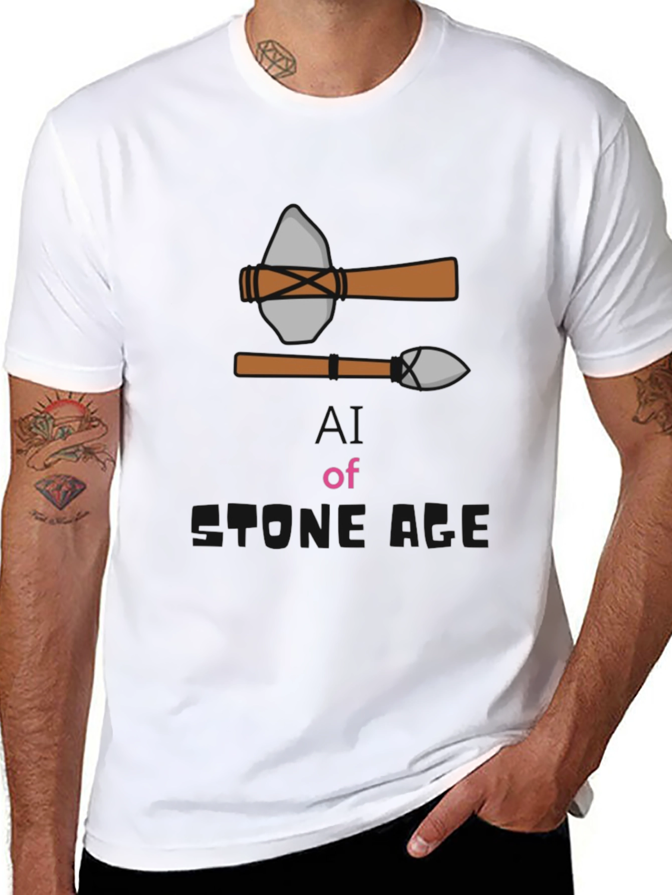 Stone Age Graphic Tee - Black Cotton T-Shirt