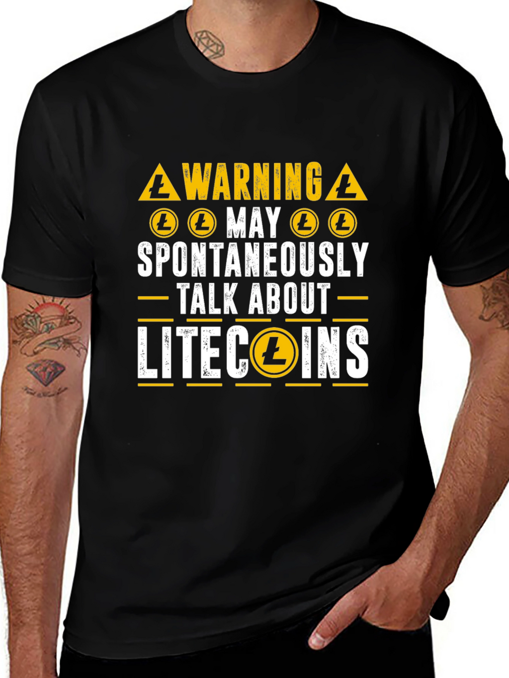 Litecoin Crypto Warning T-Shirt - Spontaneously Talk