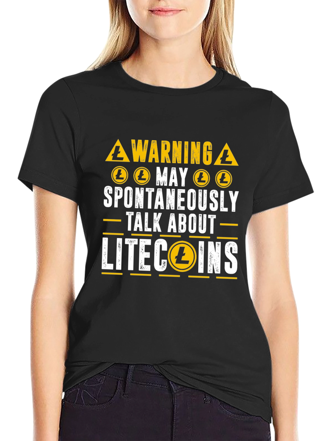 Litecoin Crypto Warning T-Shirt - Spontaneously Talk